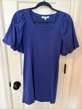 Rebecca Minkoff Indigo Puff-Sleeve Scoop Neck T-shirt dress